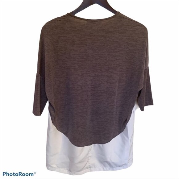 𝅺zara Beige Top Raglan Sleeves Scoop Neck Graphic Size S - Picture 2 of 4